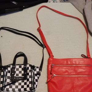 2 purses 1 merona one man made black and white